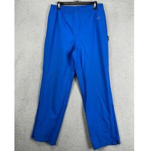VINTAGE Asics Mens Windbreaker Pants Large Blue Waterproof Elastic Waist Pockets